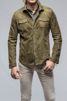 Bello Suede Shirt In Verde - AXEL'S