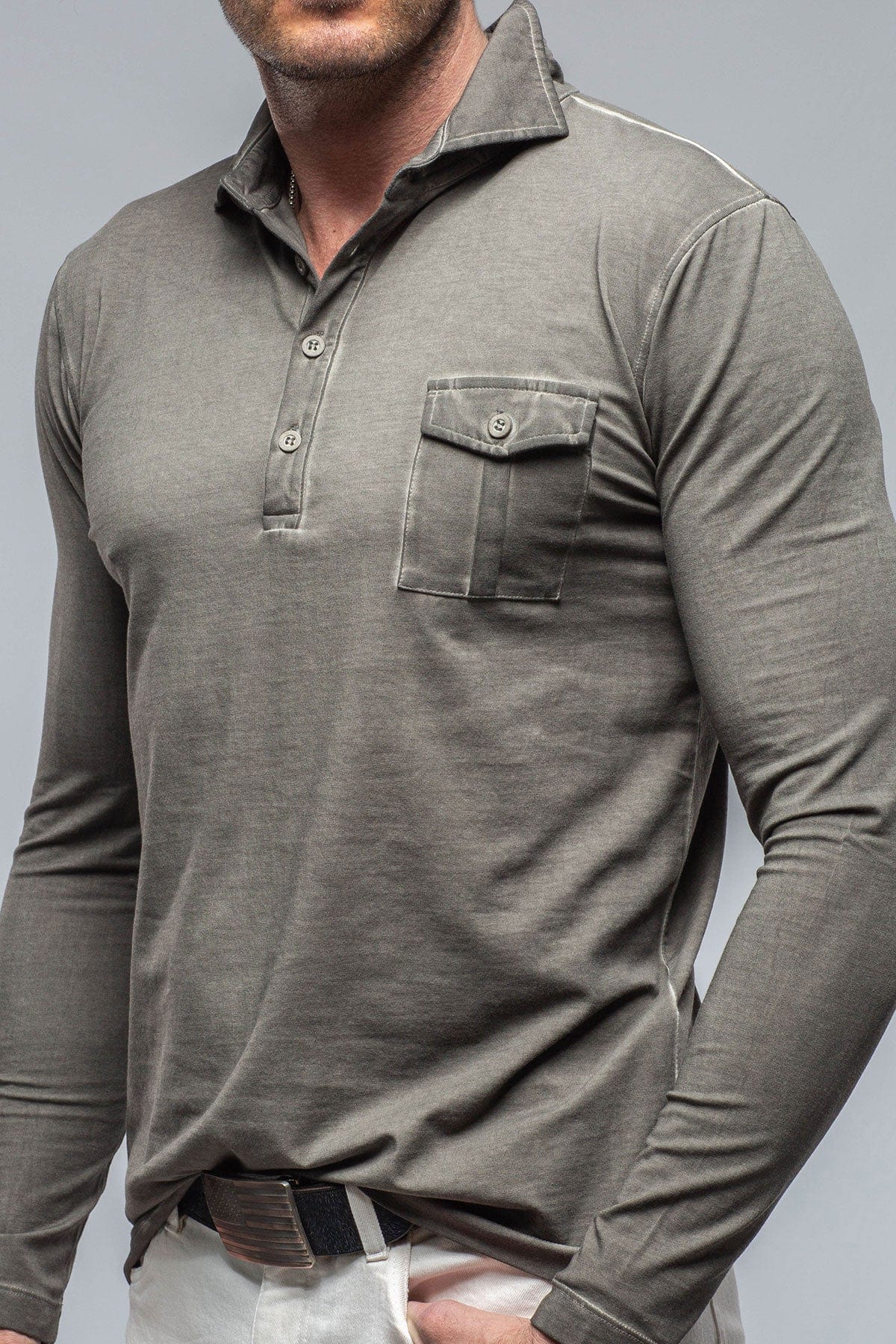 Cafe Paco LS Polo Shirt In Antracite - AXEL'S