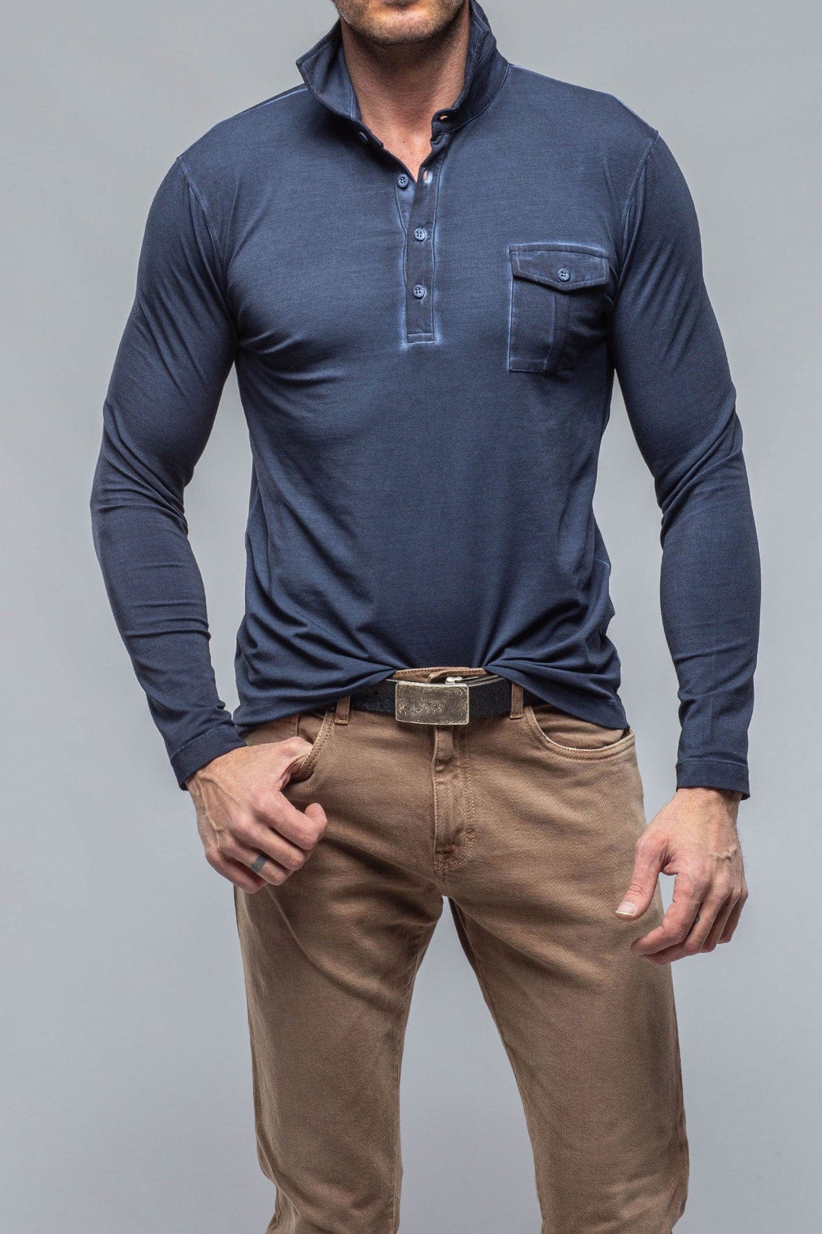 Cafe Paco LS Polo Shirt In Indaco - AXEL'S