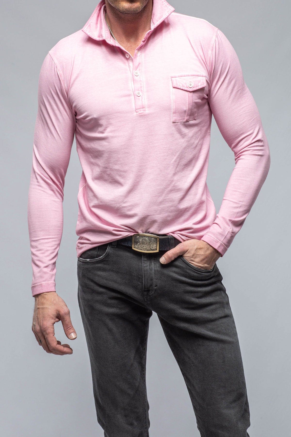 Cafe Paco LS Polo Shirt In Pink - AXEL'S