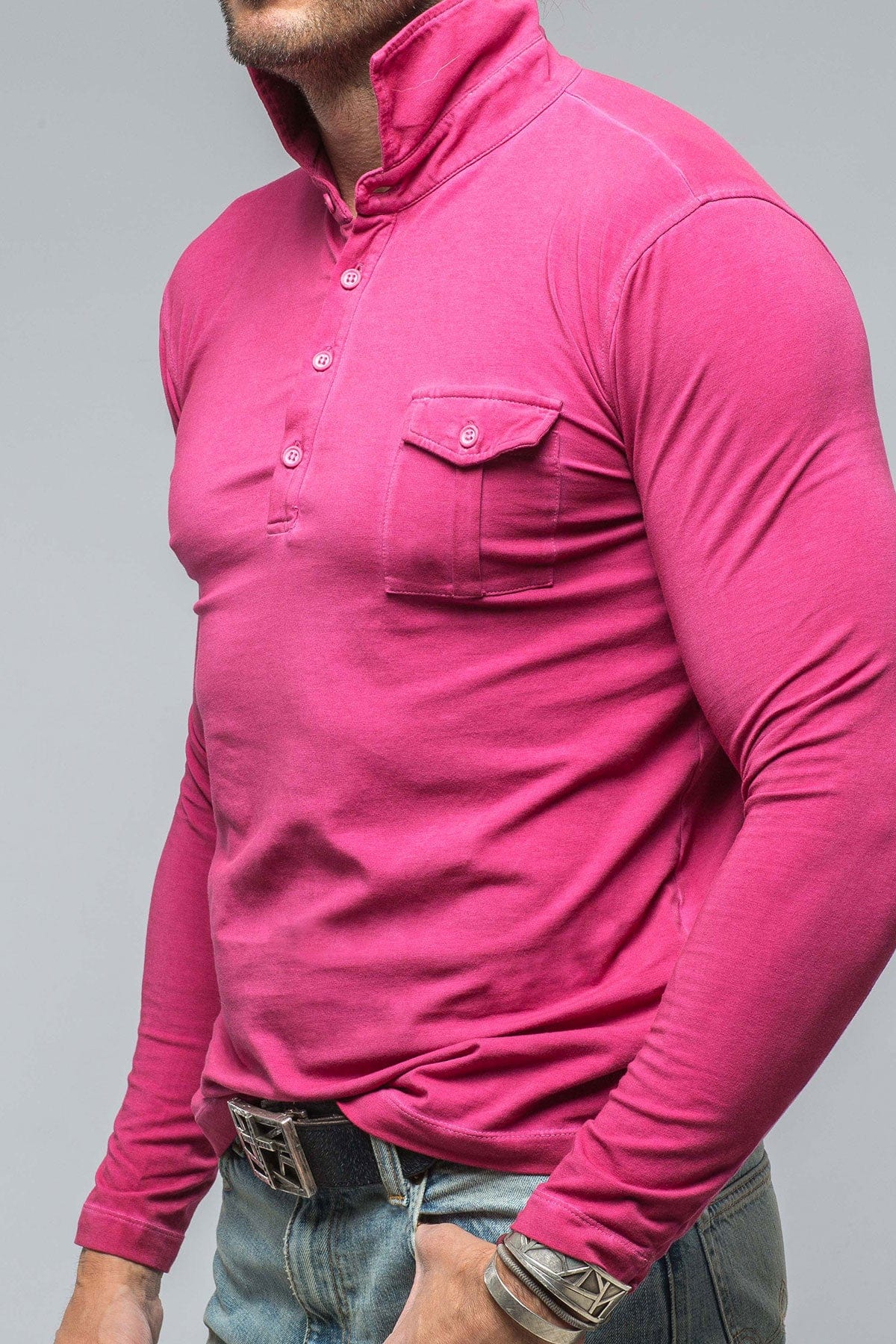 Cafe Paco LS Polo Shirt In Raspberry - AXEL'S