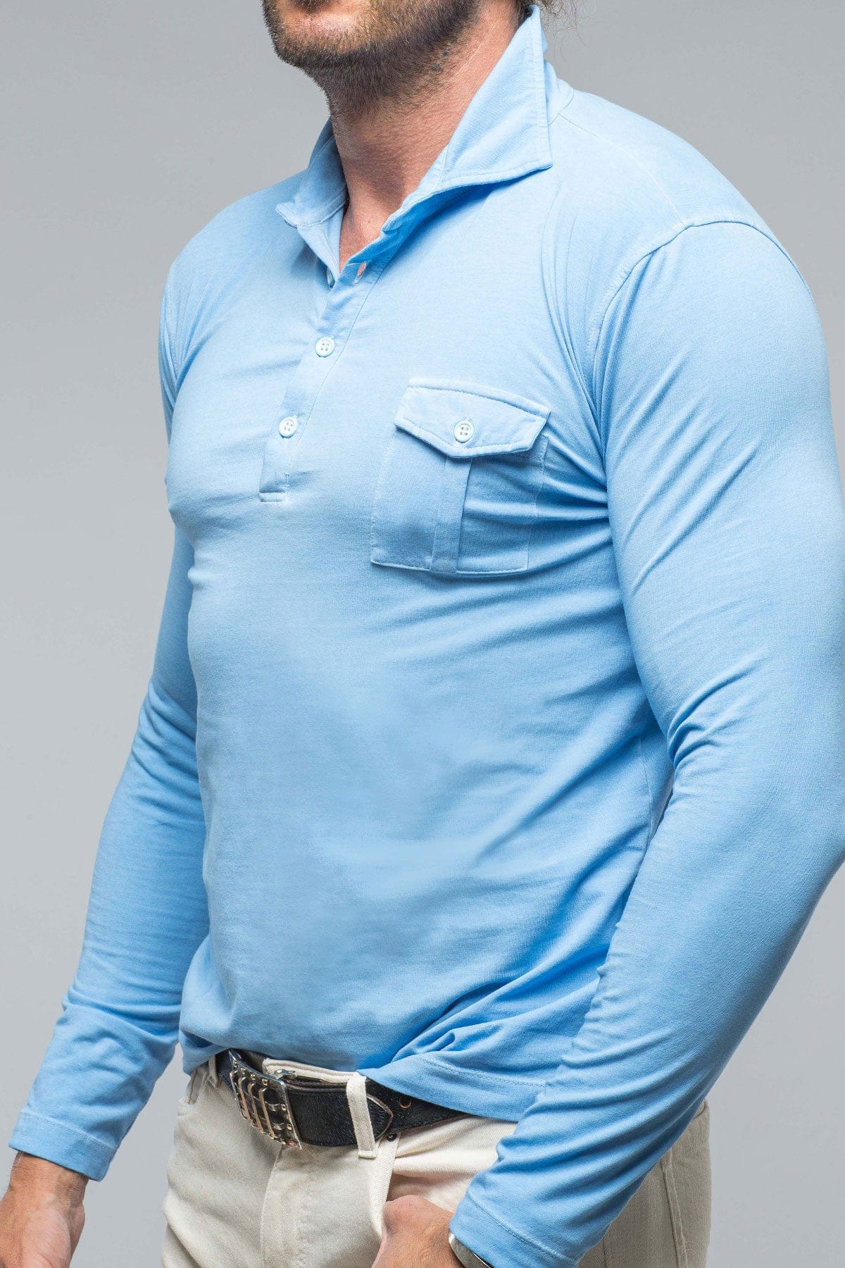 Cafe Paco LS Polo Shirt In Sky - AXEL'S