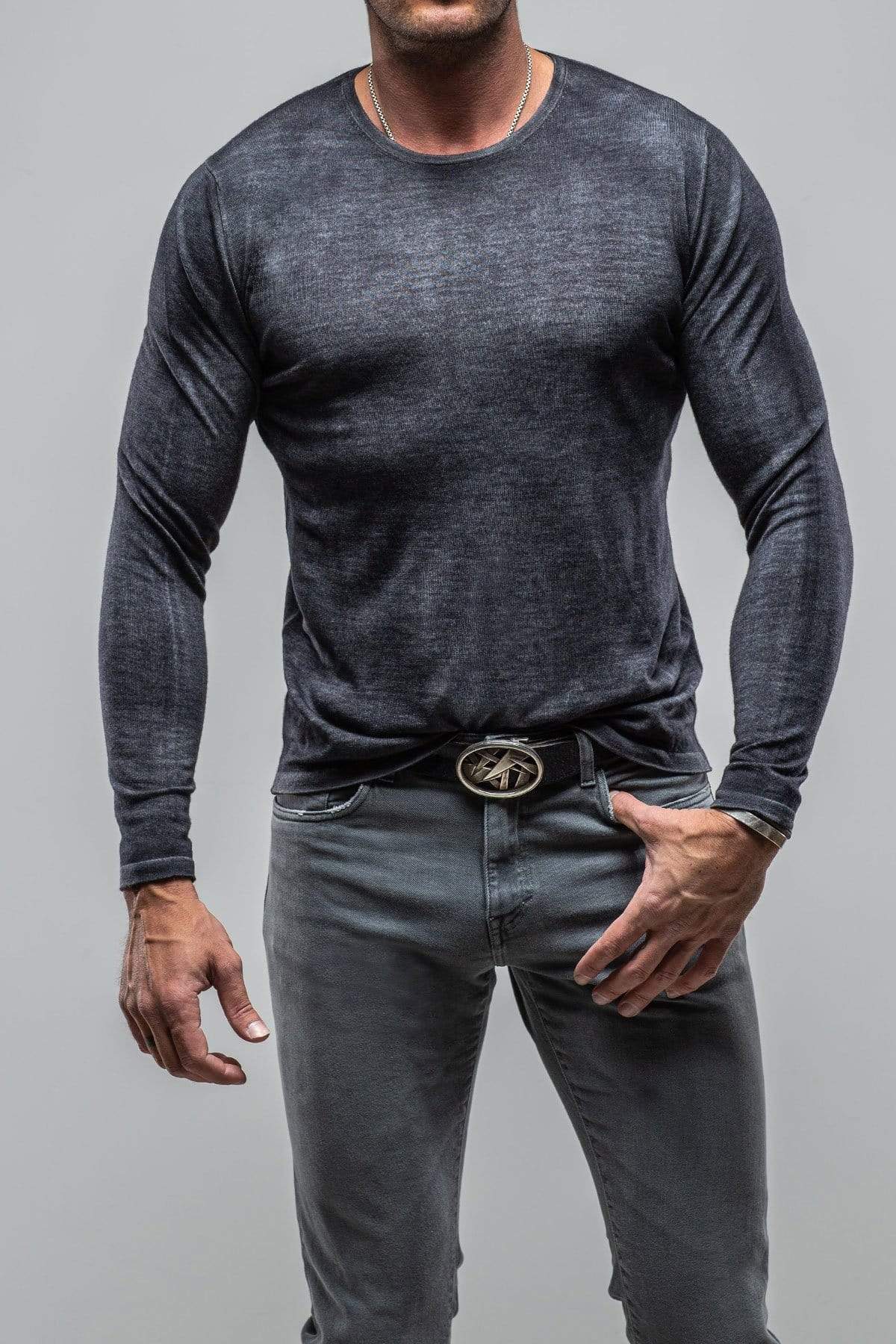 Matteo Cashmere Sweater in Anthracite - AXEL'S