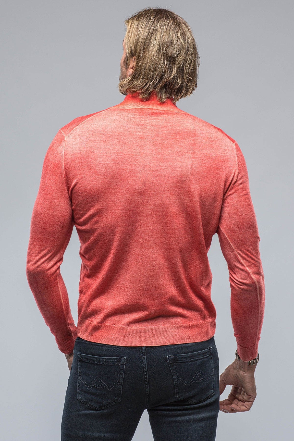 Queniin Cashmere Quarter Zip In Blood Orange - AXEL'S