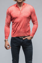Queniin Cashmere Quarter Zip In Blood Orange - AXEL'S