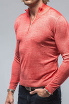 Queniin Cashmere Quarter Zip In Blood Orange - AXEL'S