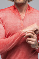 Queniin Cashmere Quarter Zip In Blood Orange - AXEL'S