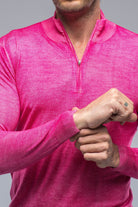 Queniin Cashmere Quarter Zip in Pink Inferno - AXEL'S