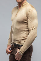 Queniin Cashmere Quarter Zip In Wheat - AXEL'S