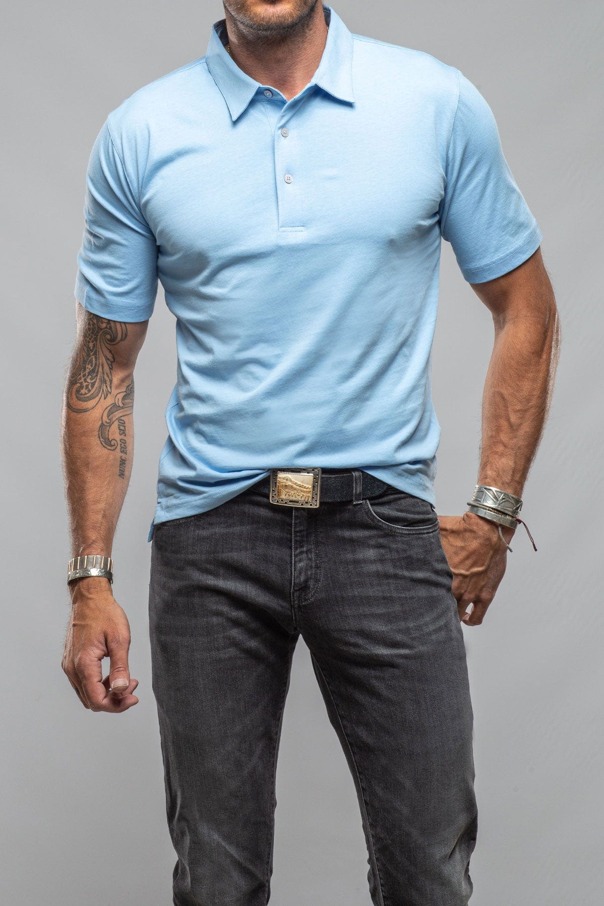 Cruz Cotton Polo in Sky Blue - AXEL'S