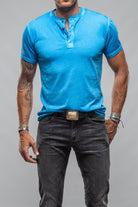 Mendocino Cotton SS Henley in Blue Lagoon - AXEL'S
