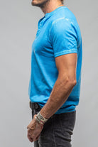 Mendocino Cotton SS Henley in Blue Lagoon - AXEL'S