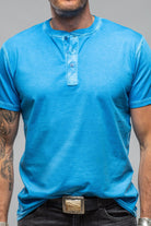 Mendocino Cotton SS Henley in Blue Lagoon - AXEL'S