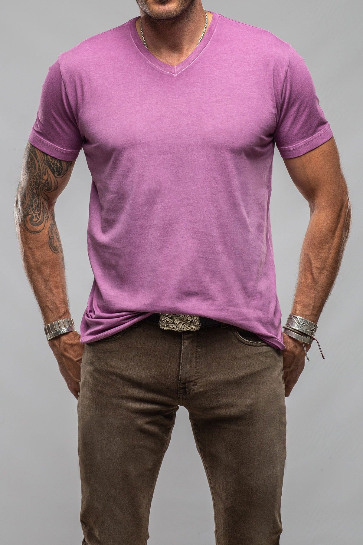 Siena Cotton V Neck In Plum - AXEL'S