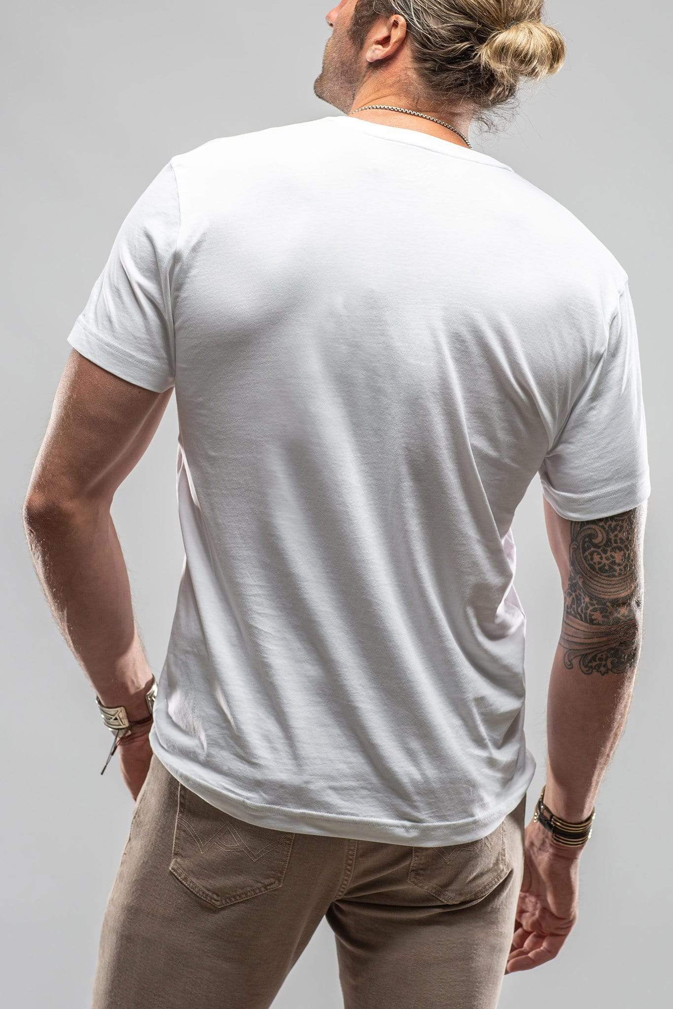 Siena Cotton V Neck Tee In White - AXEL'S