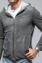 Donnarumma Suede Hoodie In Charcoal - AXEL'S