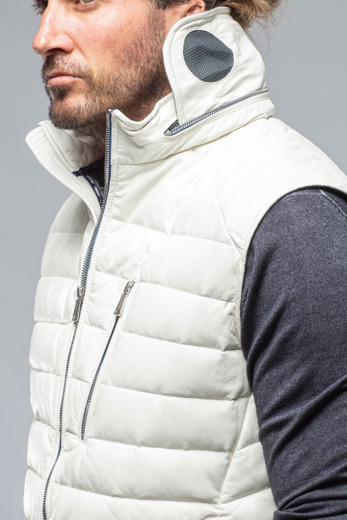 Saxan Leather Vest In Off White - AXEL'S