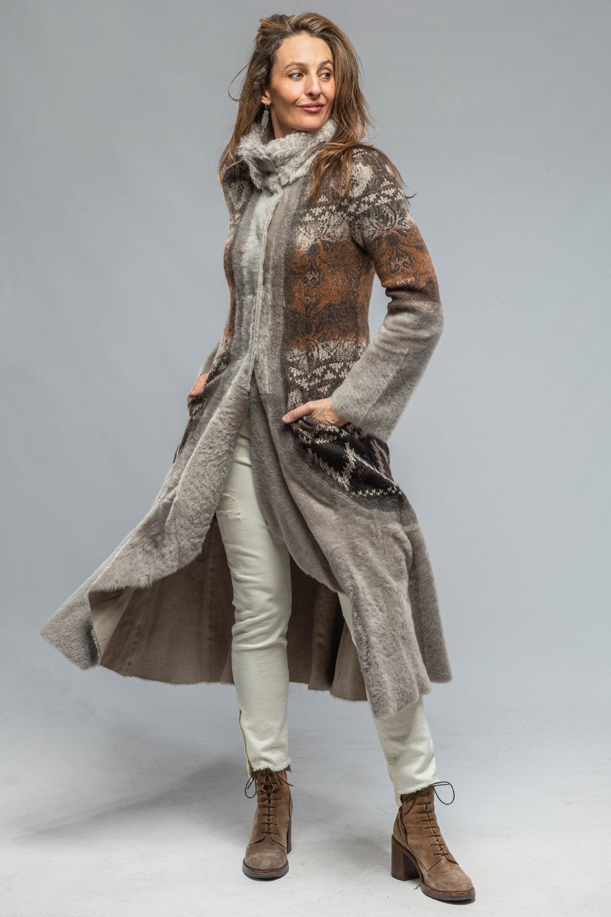 Sawatch Shearling Coat In Pearl Grey - AXEL'S
