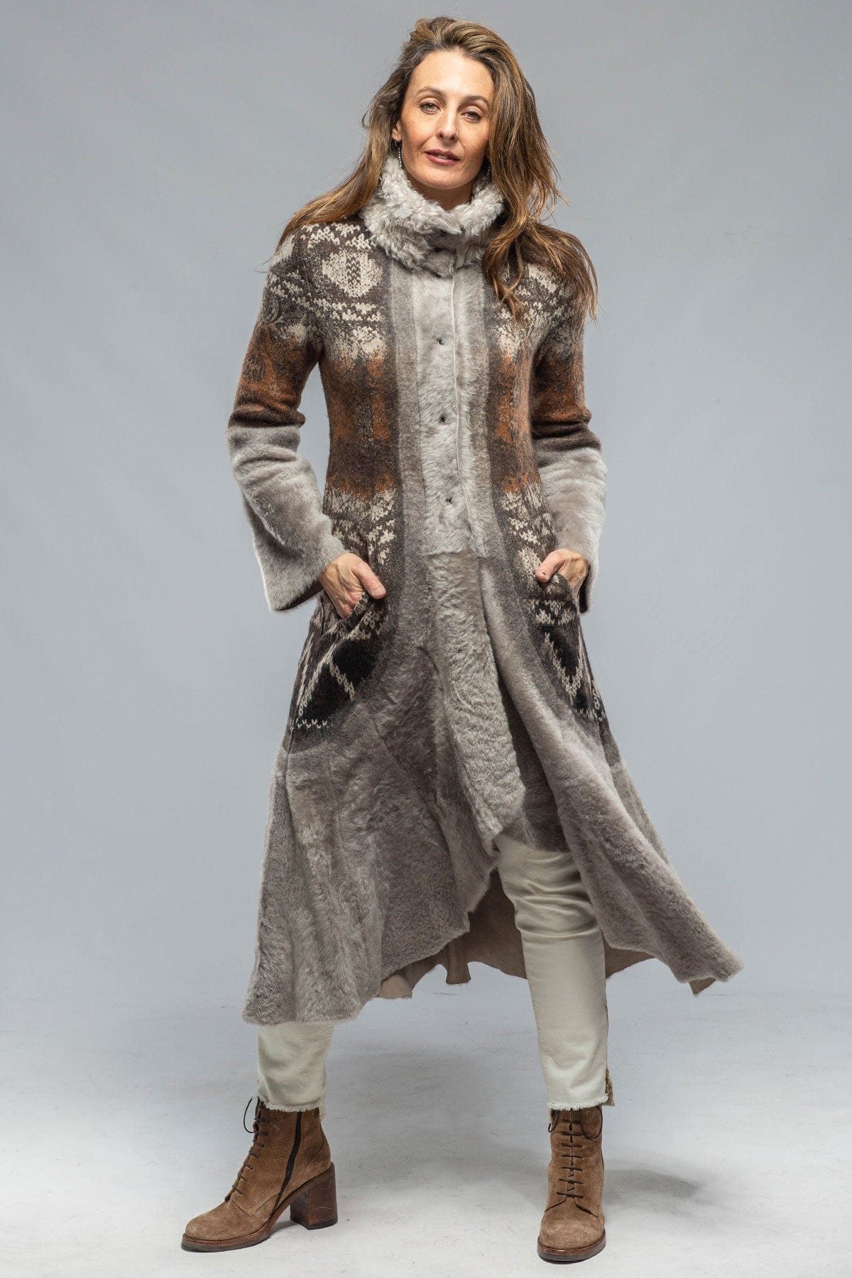 Sawatch Shearling Coat In Pearl Grey - AXEL'S