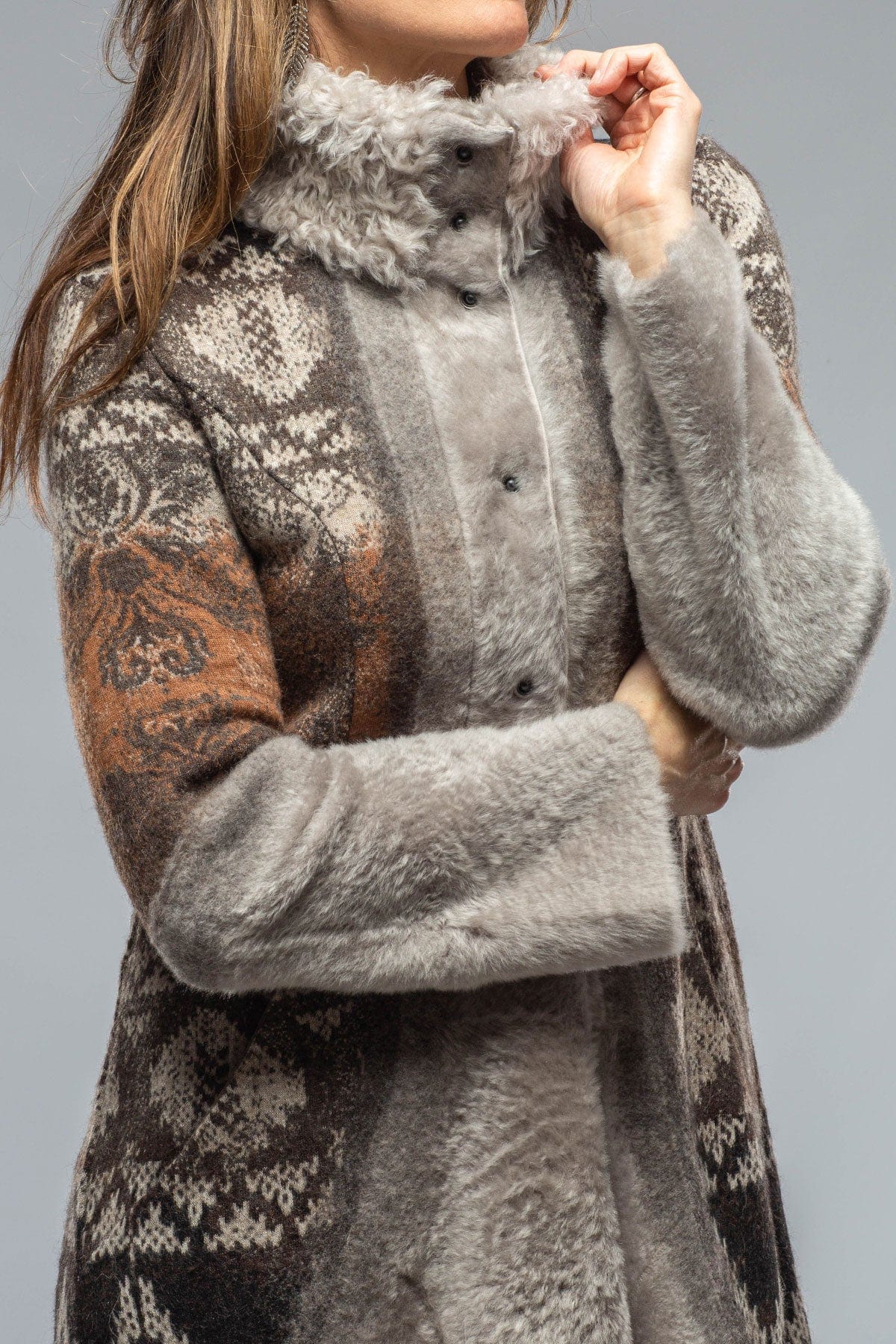 Sawatch Shearling Coat In Pearl Grey - AXEL'S