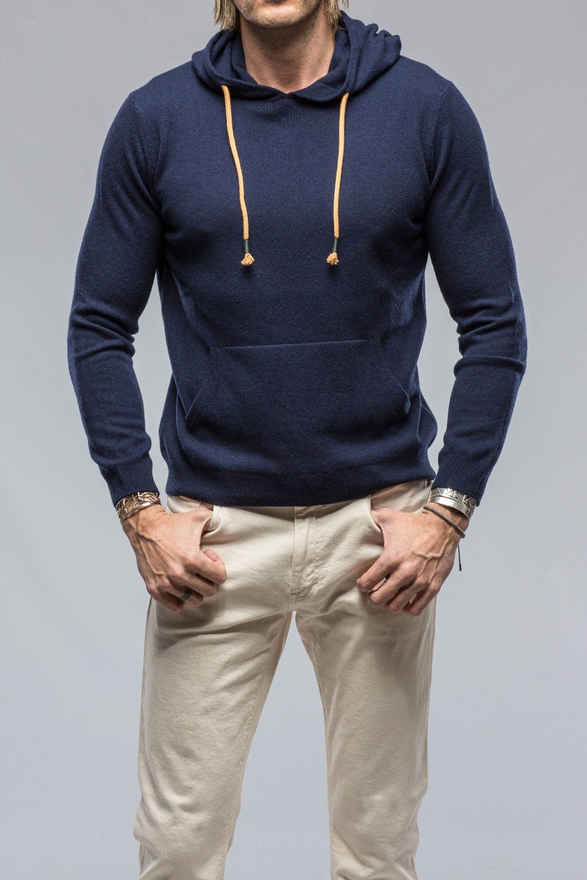 Florio Hooded Cashmere Sweater in Navy - AXEL'S