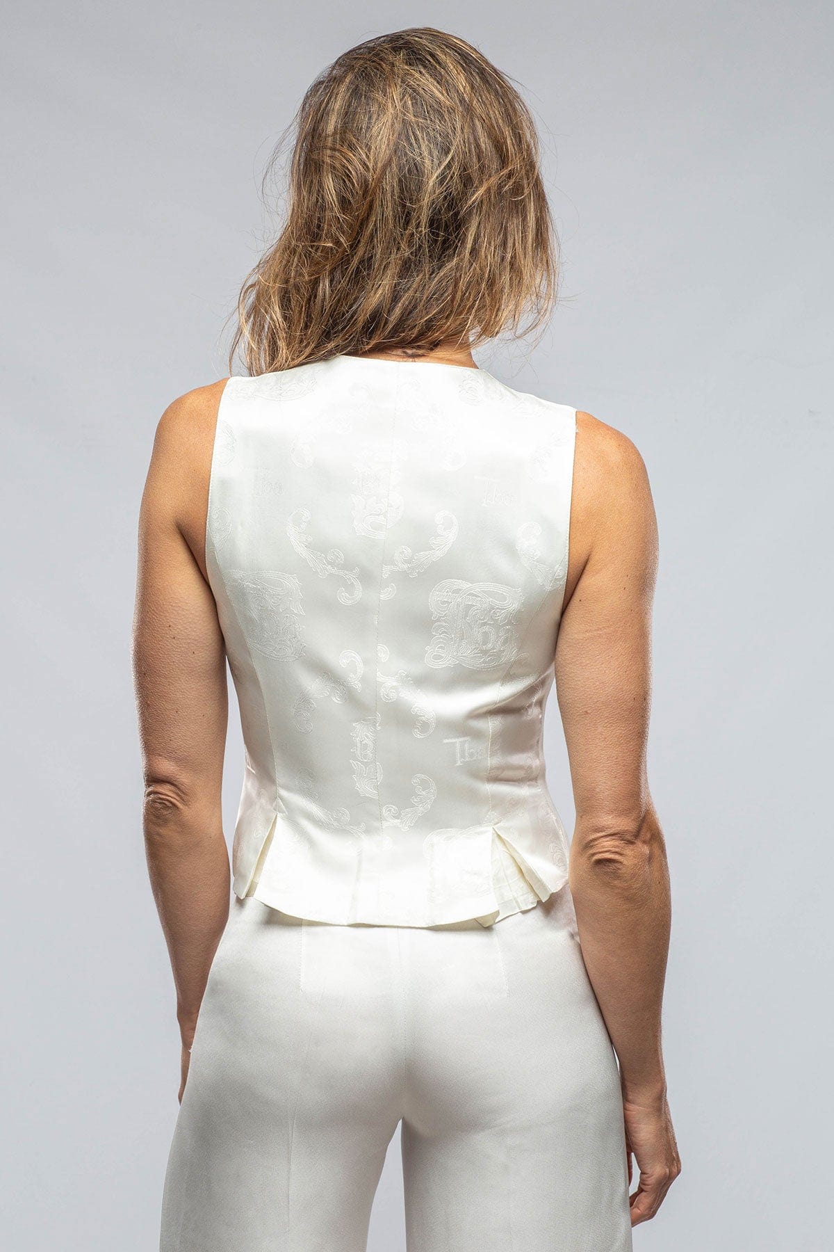 Georgina Sharkskin Vest In White - AXEL'S