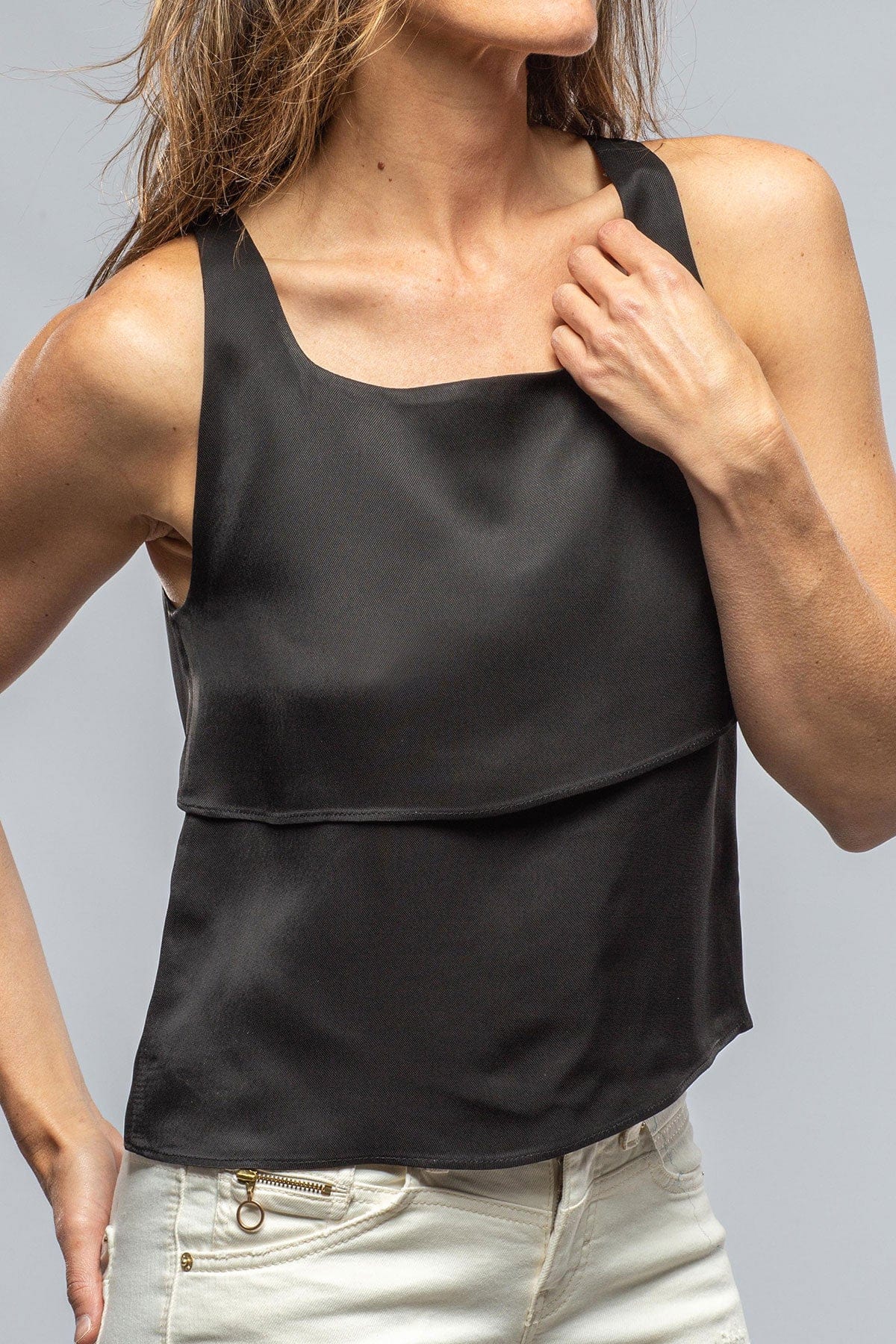 Zoe Top In Black Sharkskin - AXEL'S