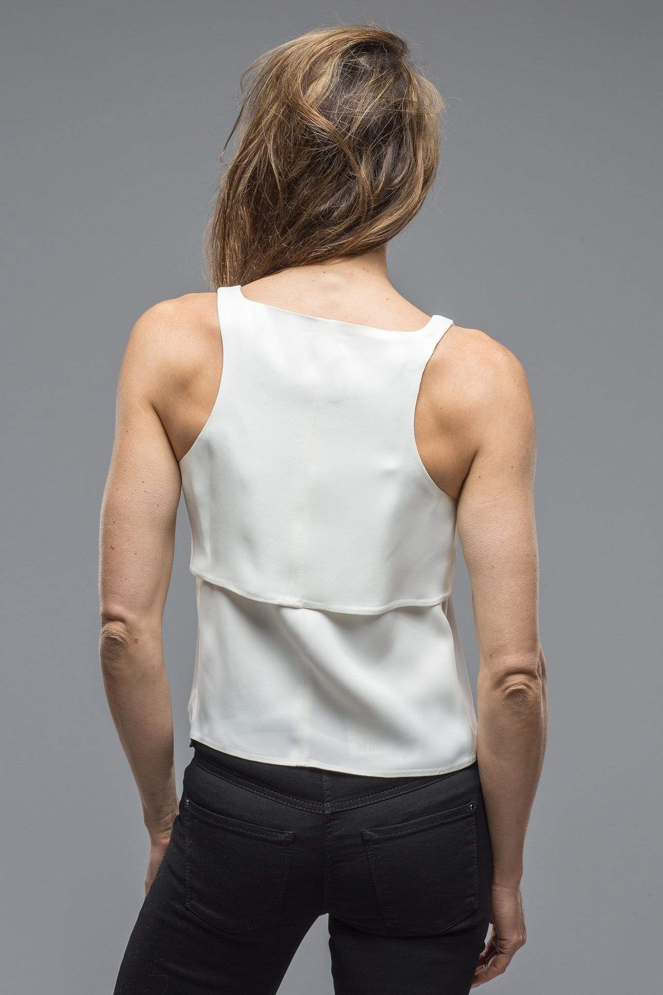 Zoe Top In White Sharkskin - AXEL'S