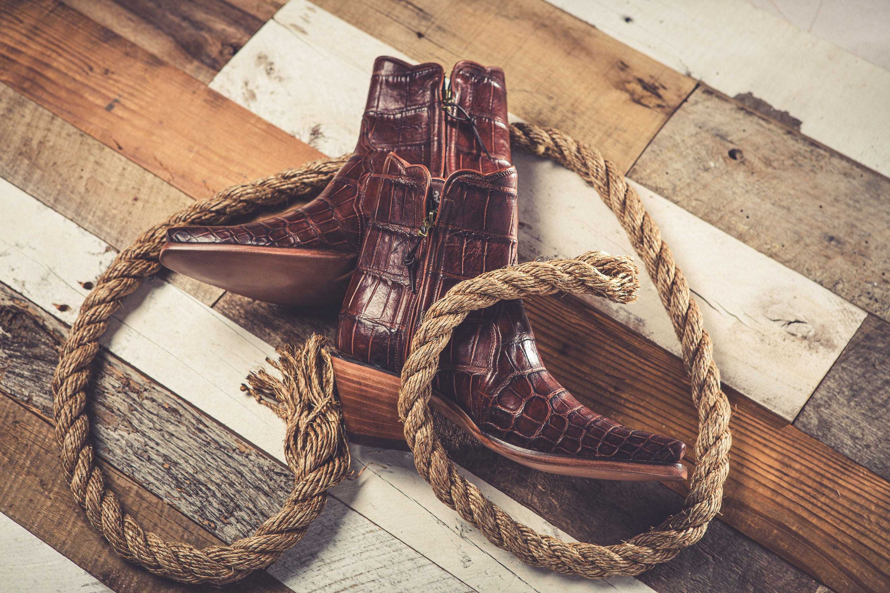 Stallion Boots Distressed Kid Caiman Zorro | Axel's of Vail