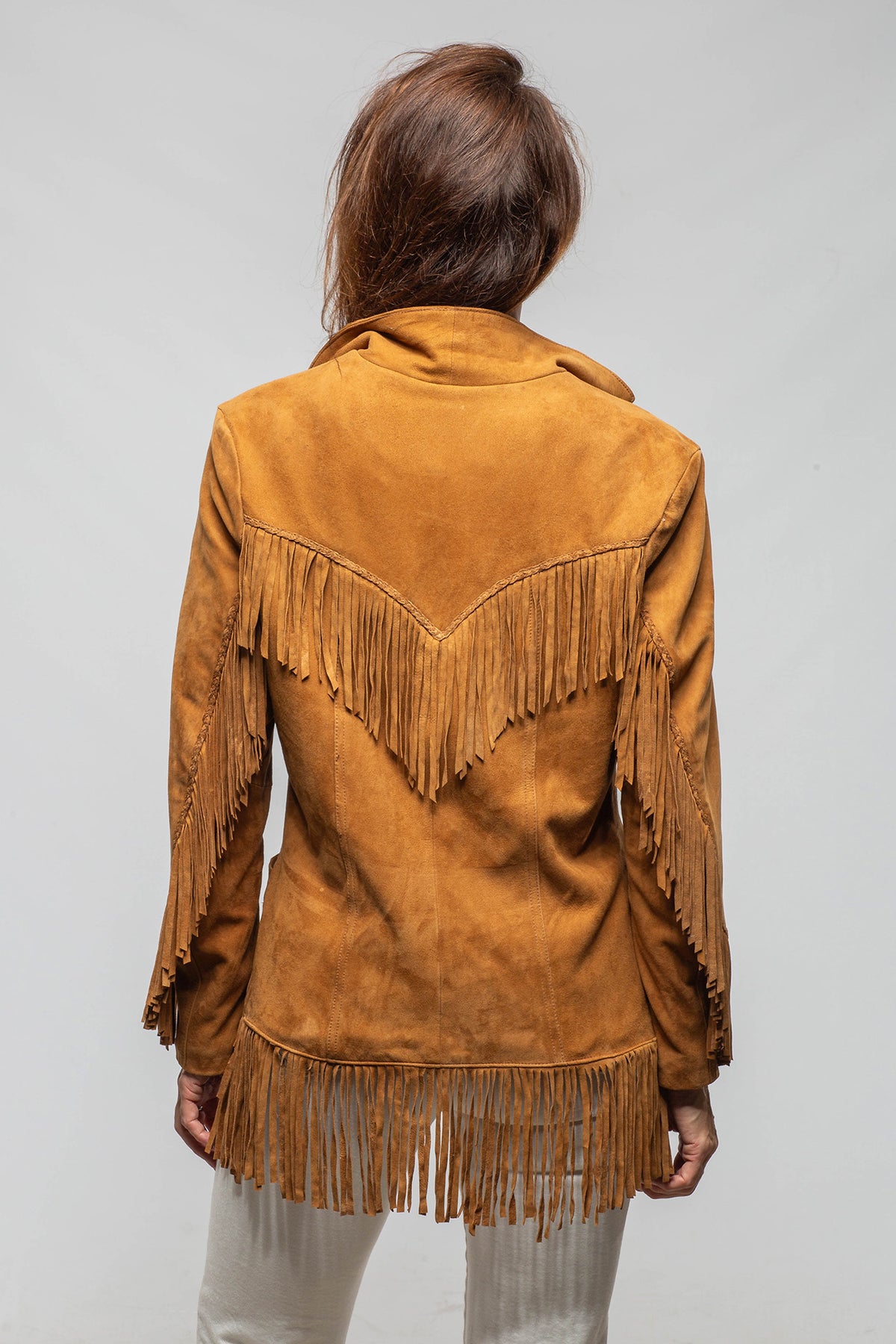 Alan Michael Cassidy Lambskin Fringe Jacket In Whiskey Brown Ladies - Outerwear - Leather