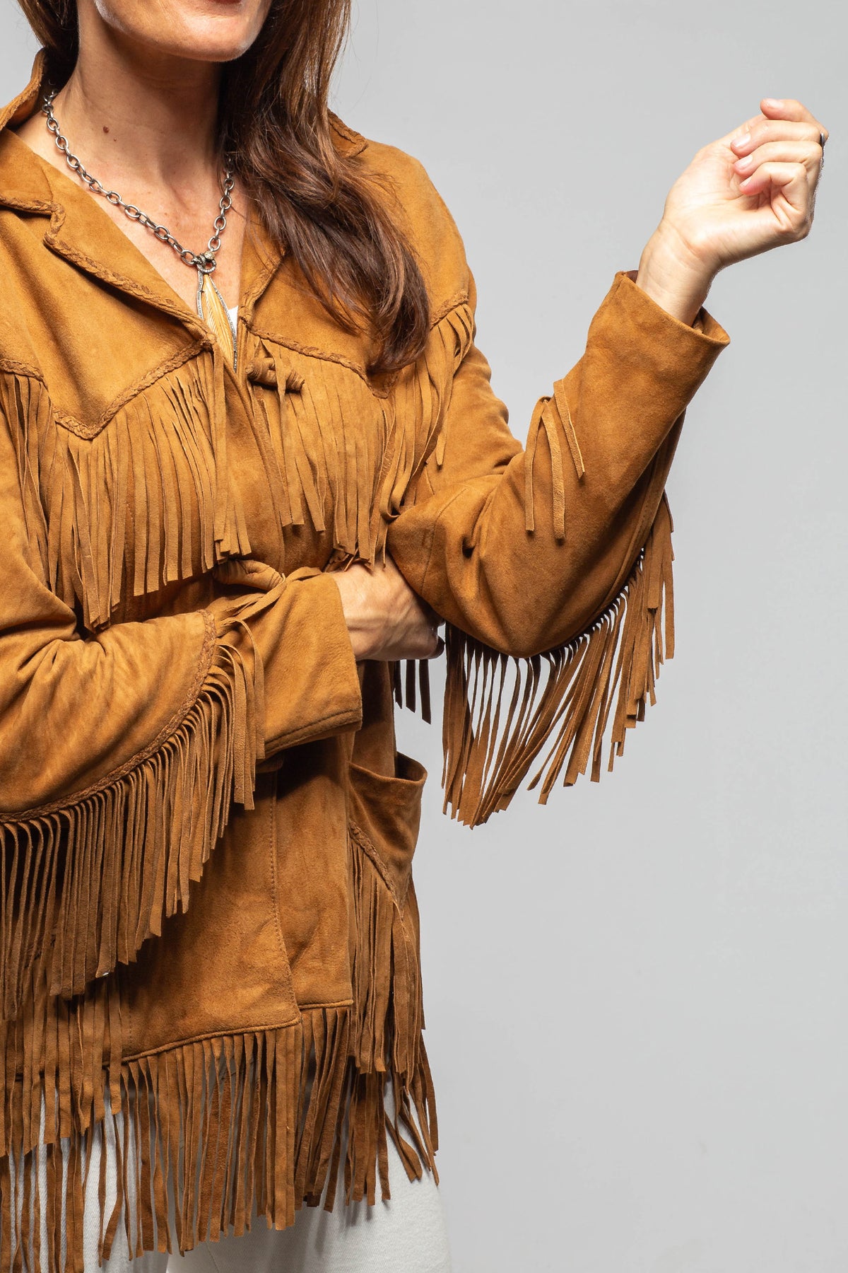 Alan Michael Cassidy Lambskin Fringe Jacket In Whiskey Brown Ladies - Outerwear - Leather