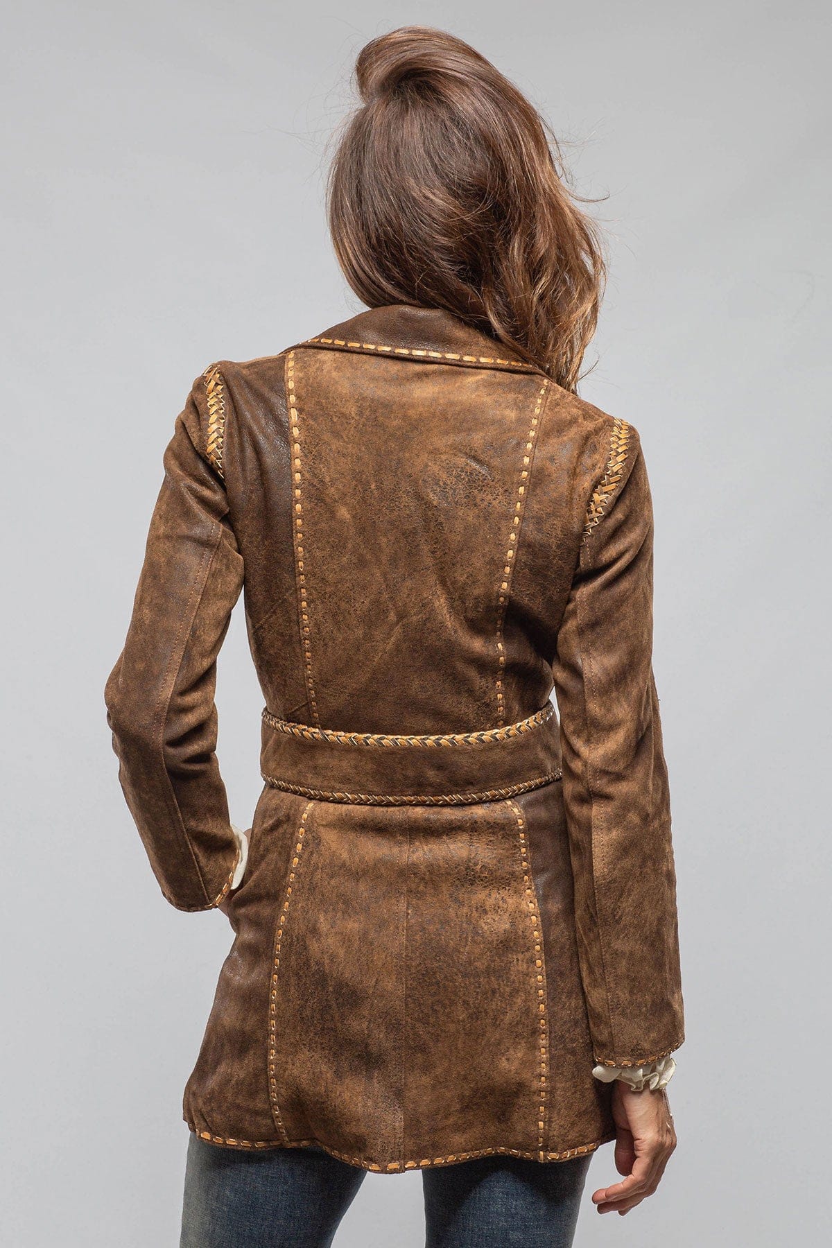 Alan Michael Kellie Distressed Lambskin Jacket In Vintage Brown
