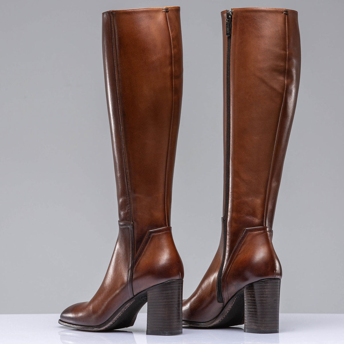 Borghese Tall Boots In Burnished Cognac - AXEL'S