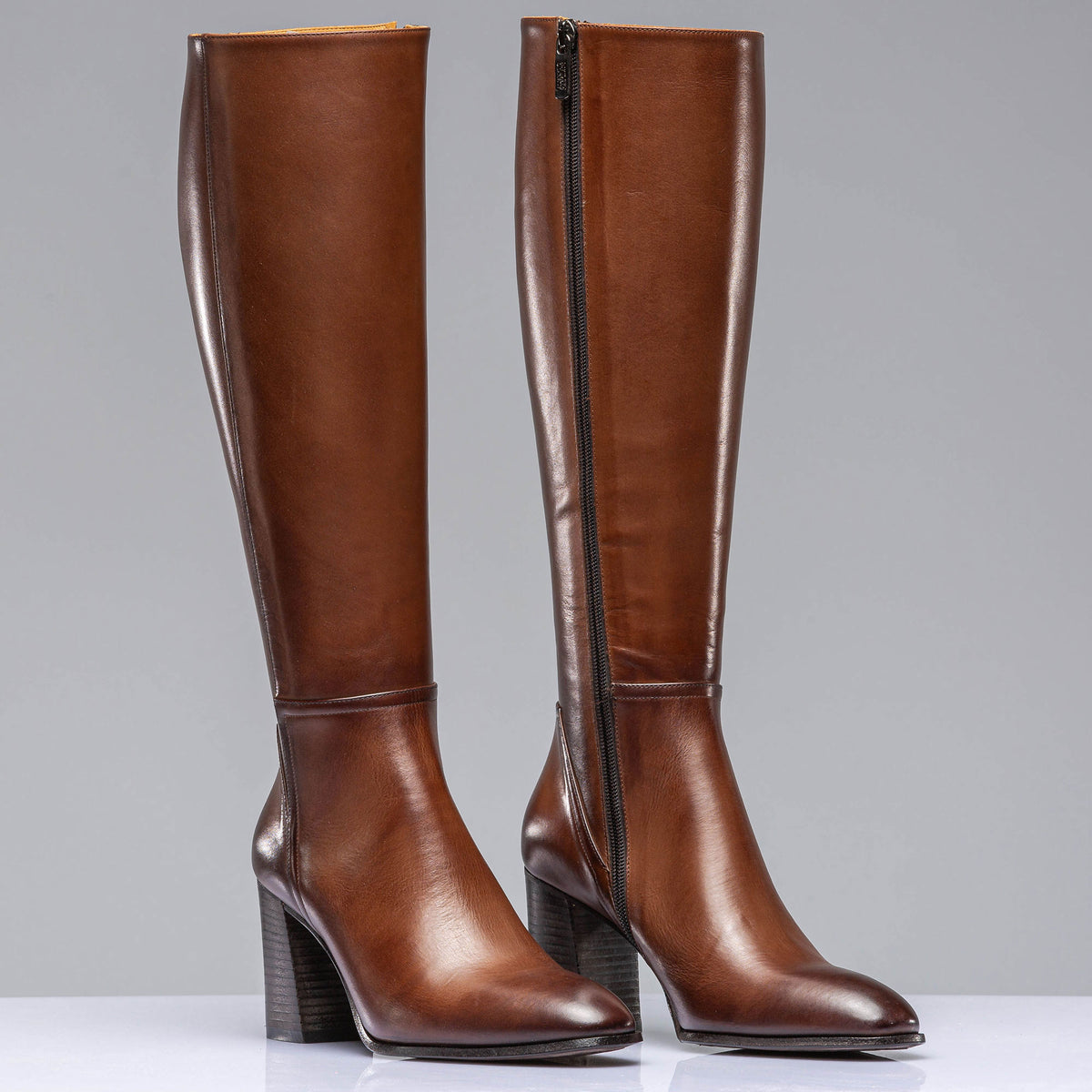 Borghese Tall Boots In Burnished Cognac - AXEL'S