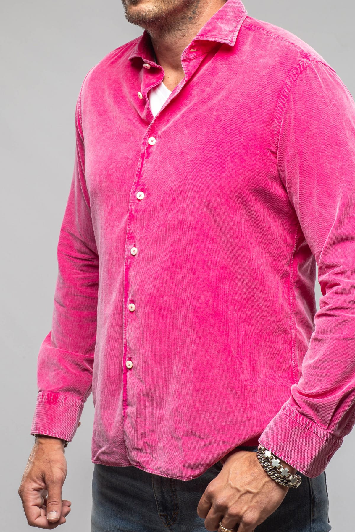 Alessandro Gherardi Elbert Corduroy Shirt In Fuchsia Mens - Shirts - Dress