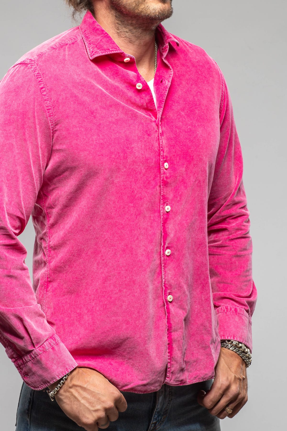 Alessandro Gherardi Elbert Corduroy Shirt In Fuchsia Mens - Shirts - Dress