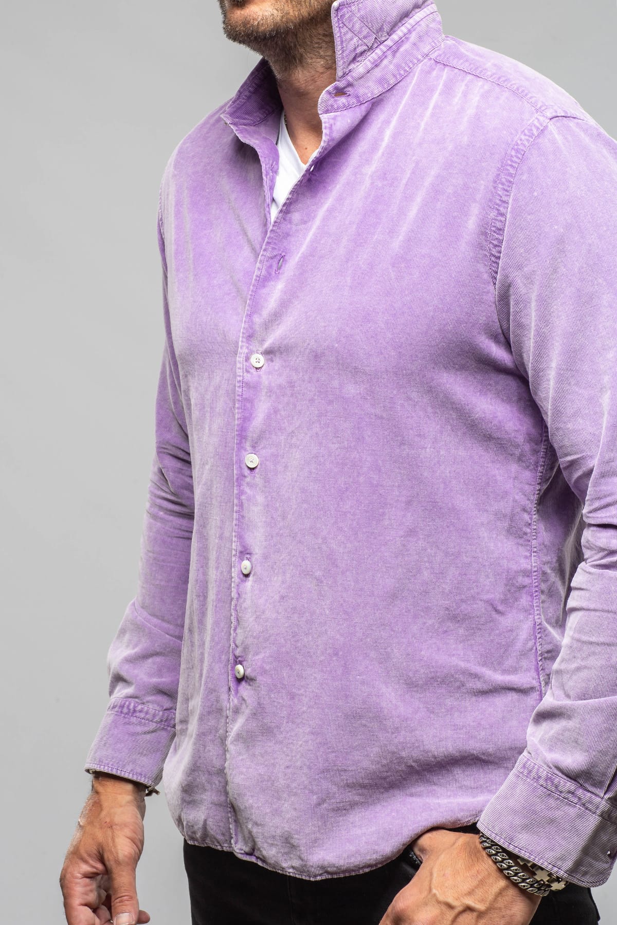 Alessandro Gherardi Elbert Corduroy Shirt In Lavender Mens - Shirts - Dress