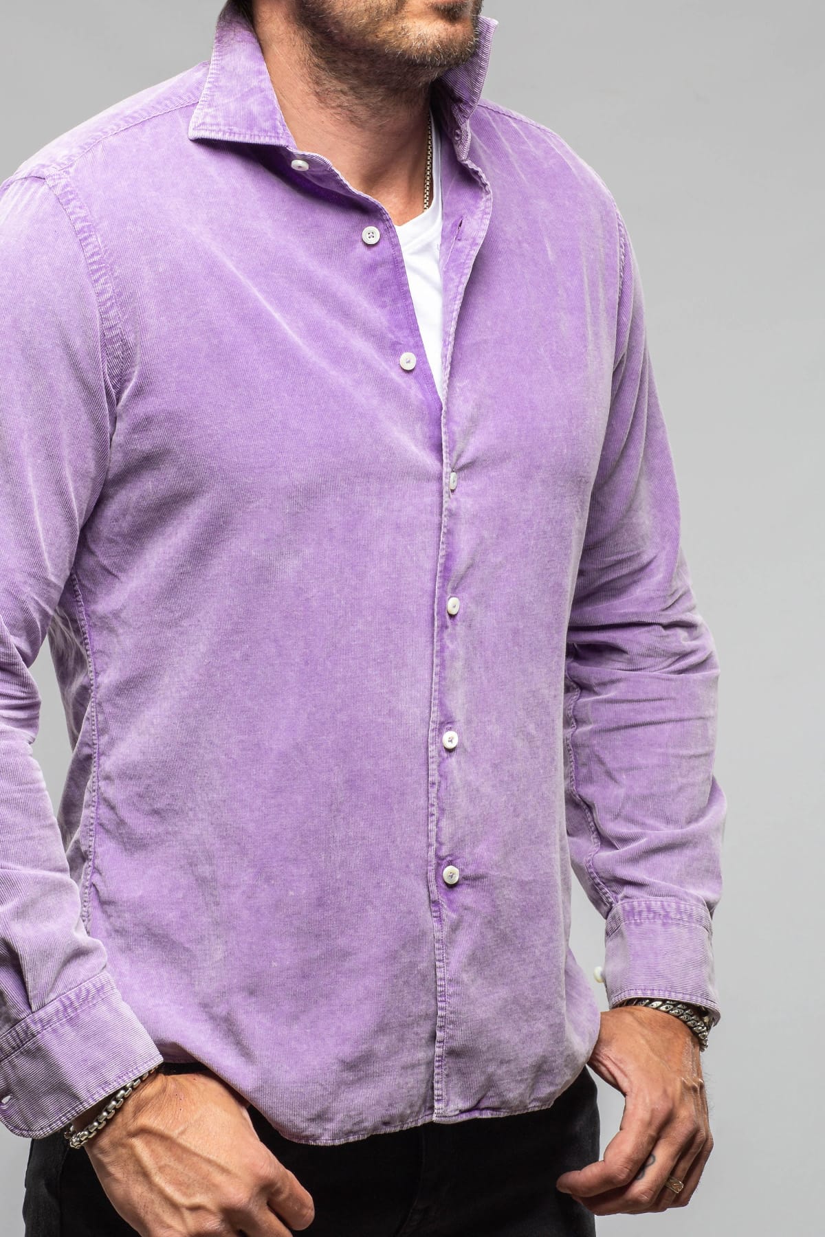Alessandro Gherardi Elbert Corduroy Shirt In Lavender Mens - Shirts - Dress