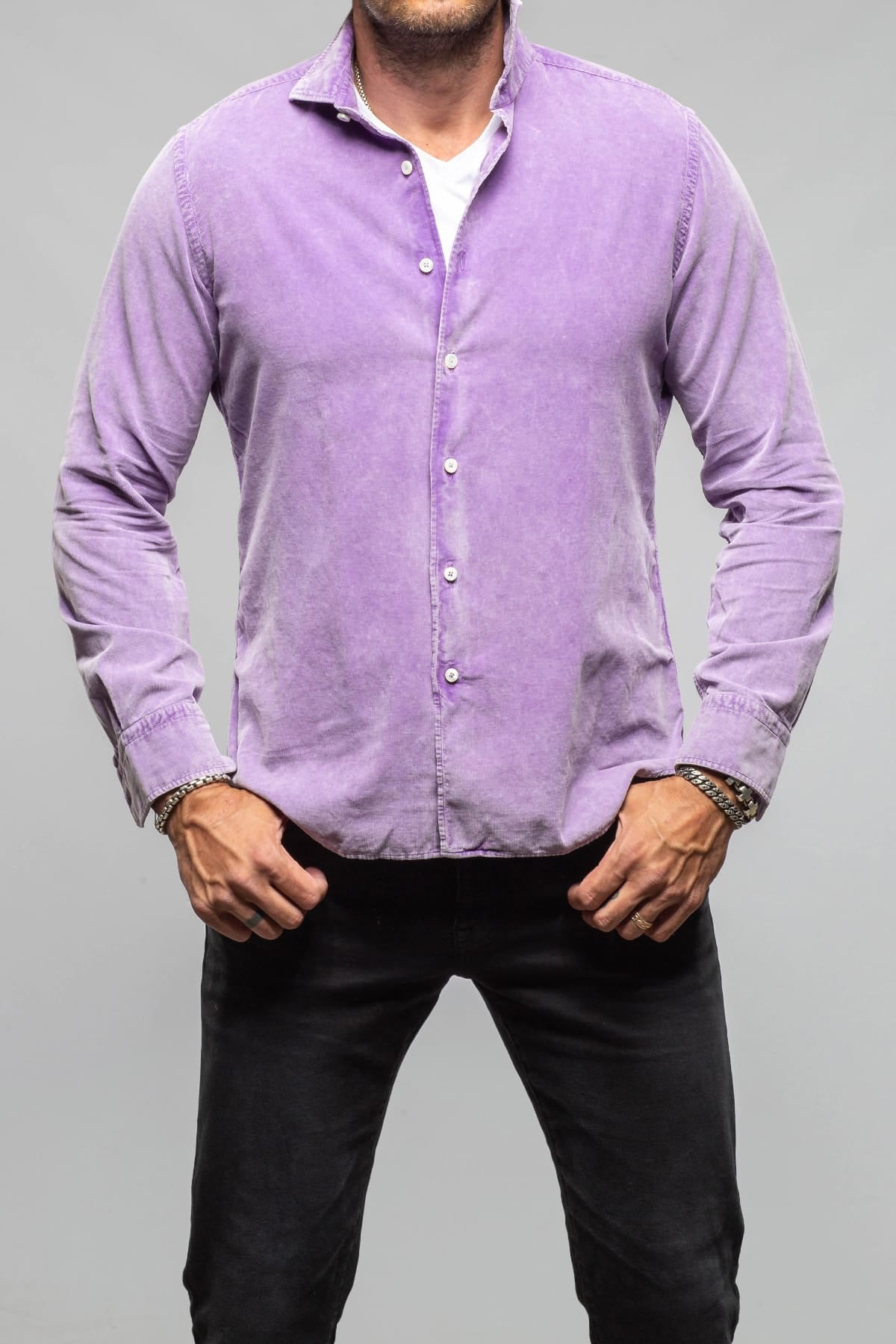 Alessandro Gherardi Elbert Corduroy Shirt In Lavender Mens - Shirts - Dress