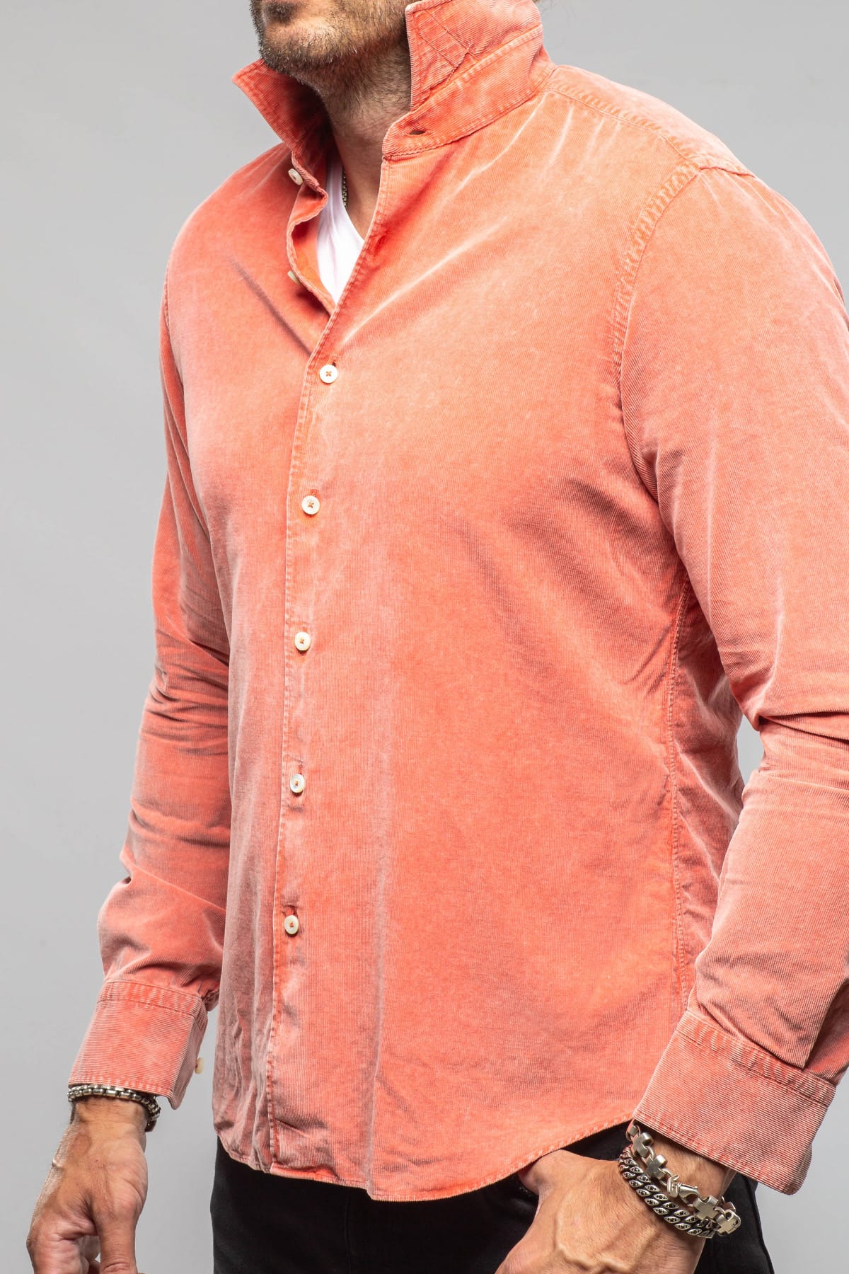 Alessandro Gherardi Elbert Corduroy Shirt In Orange Mens - Shirts - Dress