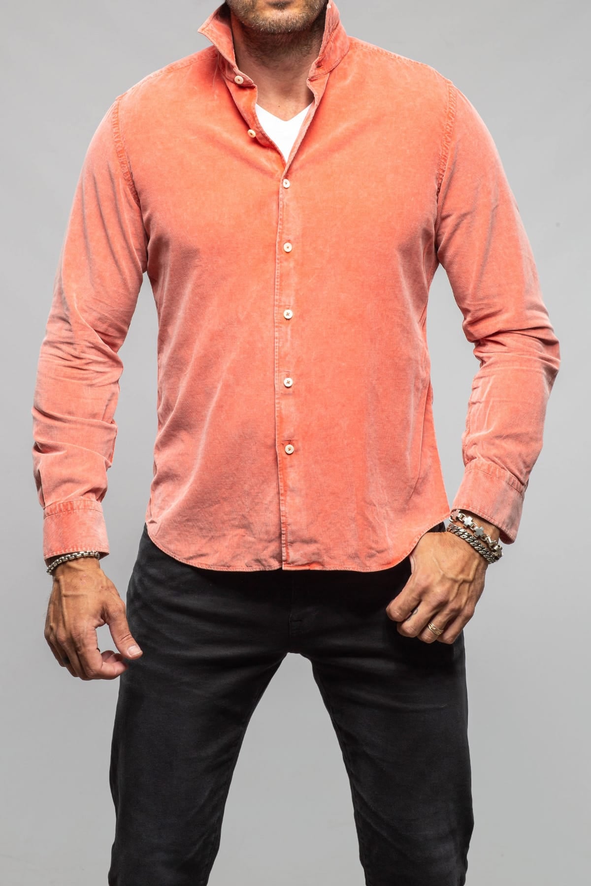 Alessandro Gherardi Elbert Corduroy Shirt In Orange Mens - Shirts - Dress