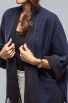 Evelina Cashmere Cape In Black/ Navy - AXEL'S