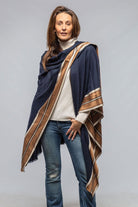 Nuvola Cashmere Silk Cape/Shawl In Navy - AXEL'S