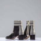 Lola Woven & Leather Boot In Black/Ivory - AXEL'S