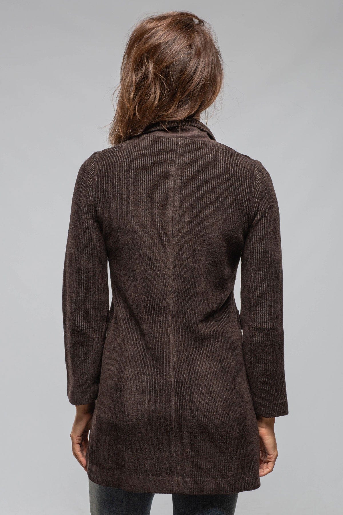 Asana Long Velvet Cord Jacket In Chocolate - AXEL'S