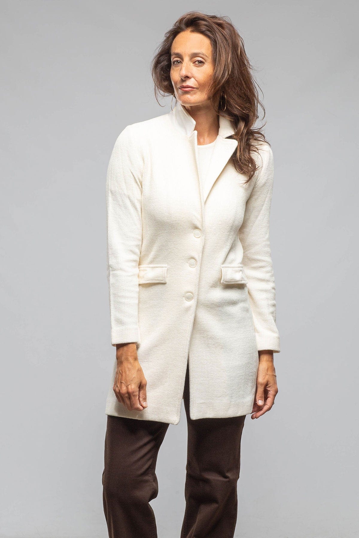 Asana Long Velvet Cord Jacket In Cream - AXEL'S