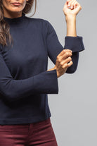 Aster Mock Neck Top In Navy - AXEL'S