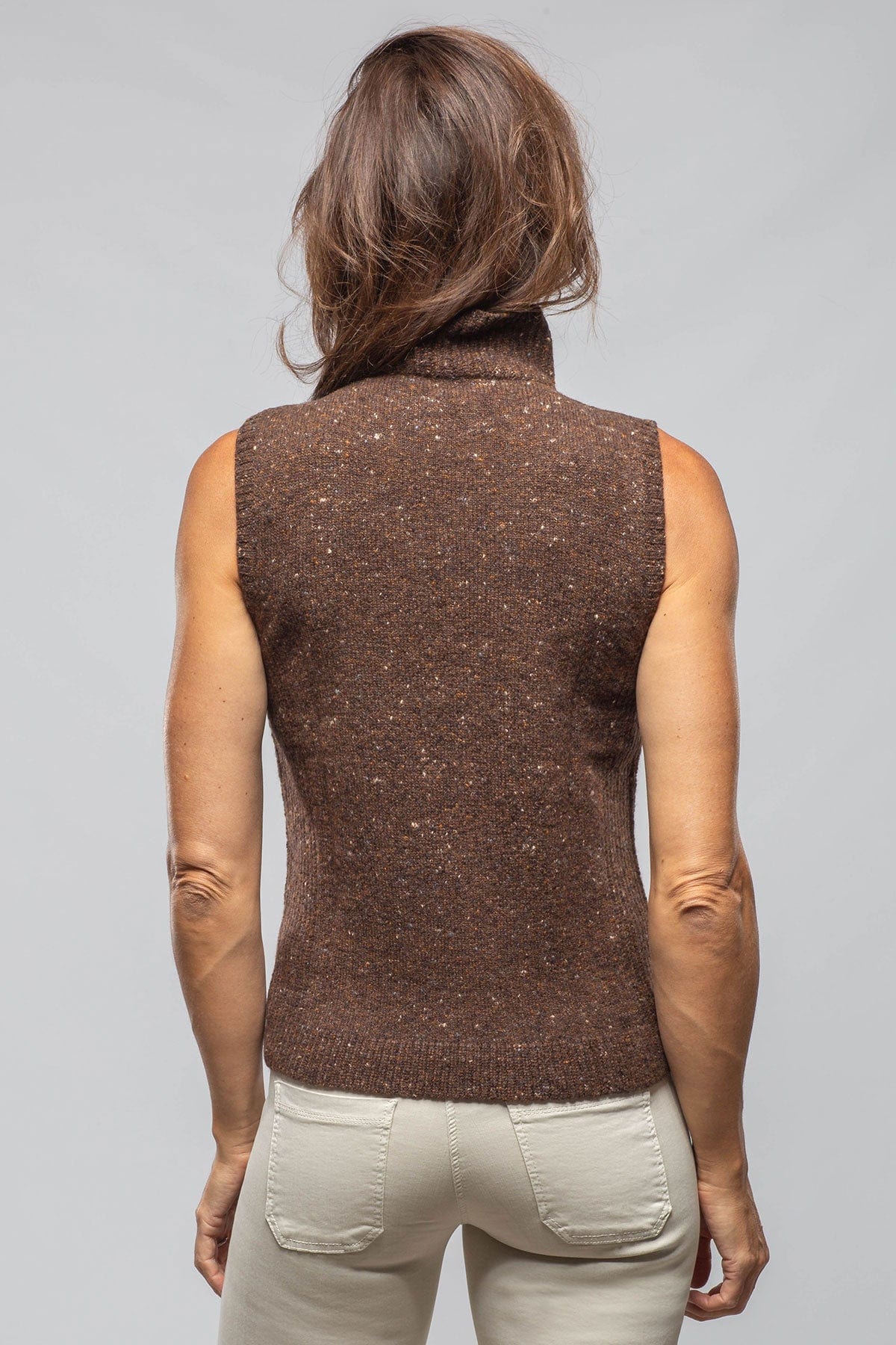 Beata Sleeveless Mock Neck Top In Ebony Melange - AXEL'S