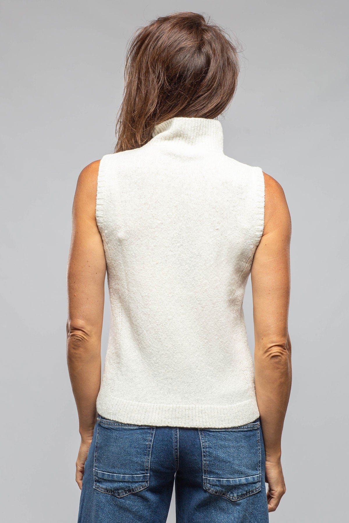 Beata Sleeveless Mock Neck Top In Ivory Melange - AXEL'S