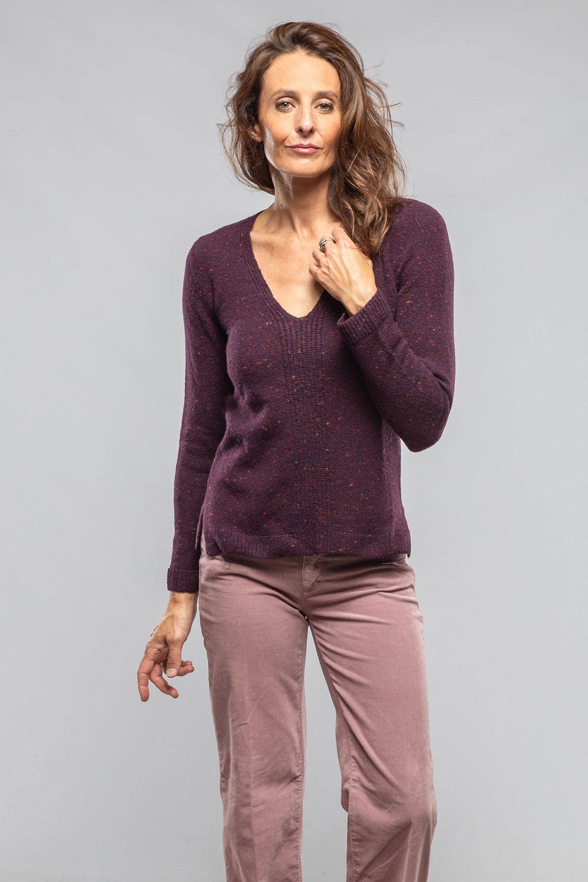 Amina Rubinacci Cleo Donegal Sweater In Merlot Ladies - Sweaters